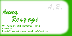 anna reszegi business card